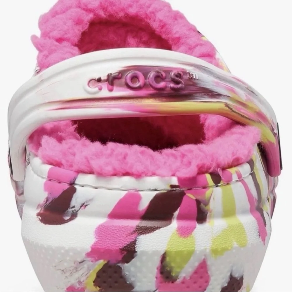 Crocs Kids Classic Lined Tie-Dye Clogs Pink Size 3 NEW